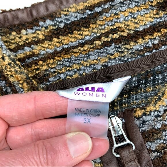 Alia Brown Slub  Knit Zip Up Sweater size 3x - Picture 3 of 5
